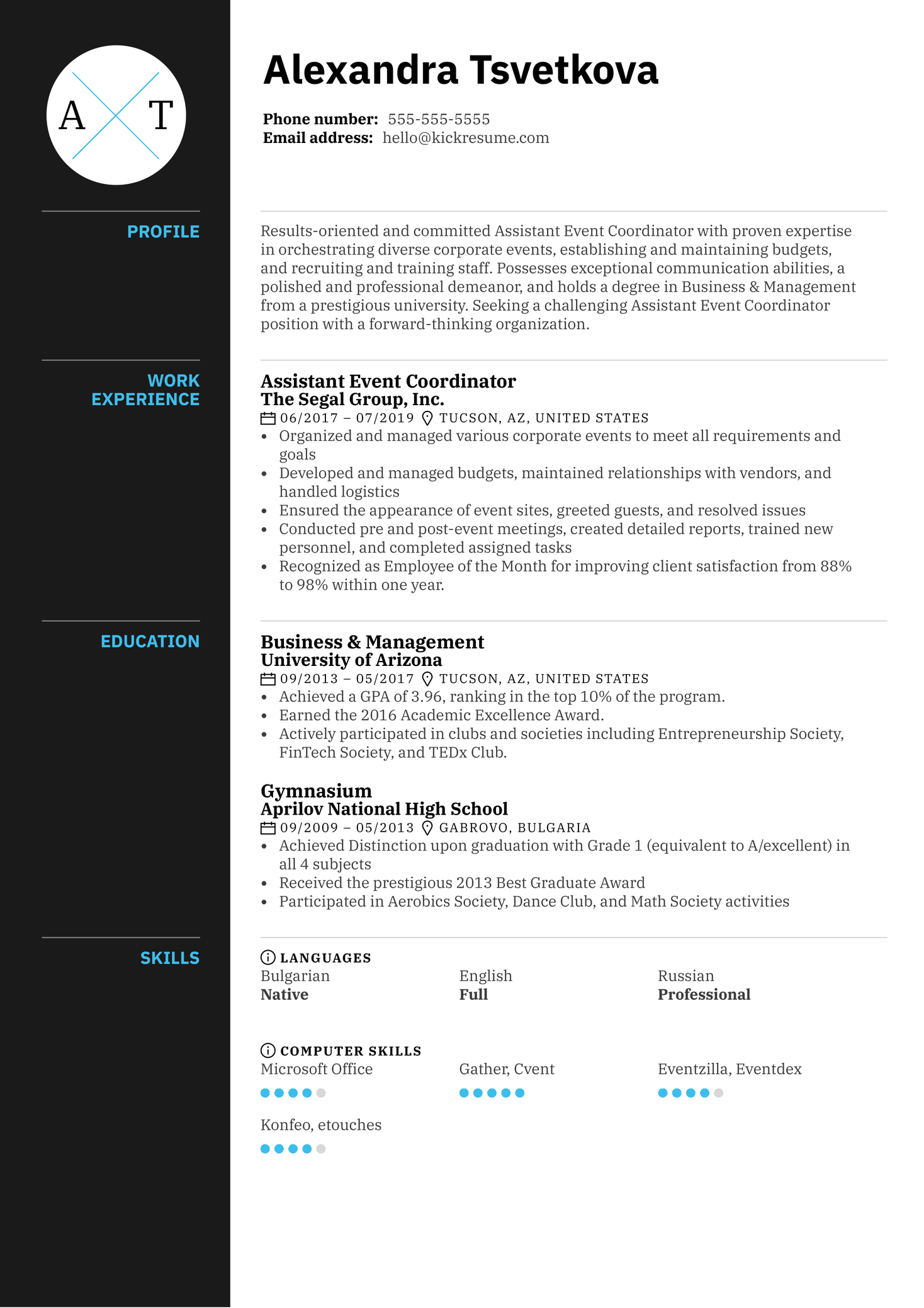 Assistant Event Coordinator Resume Example Kickresume