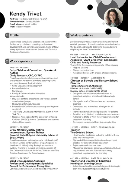 Exemplo de currículo da Rutgers University Child Development Associate Resume