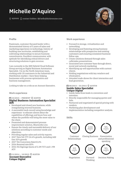Esempio di curriculum dell'account executive di Google