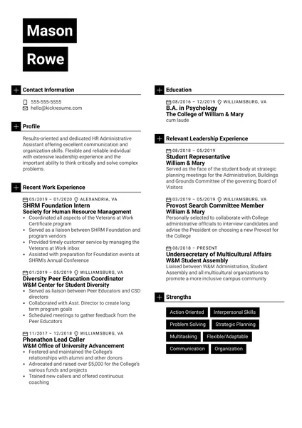Robert Half HR Assistente Administrativo Exemplo de Currículo