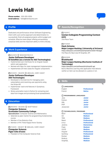 Exemplo de currículo de estagiário de engenharia de software