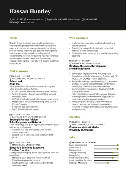 Esempio di curriculum per dirigente di sviluppo presso Frontline Education