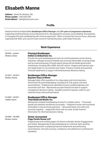 Payroll Clerk at E3 Works Resume Example